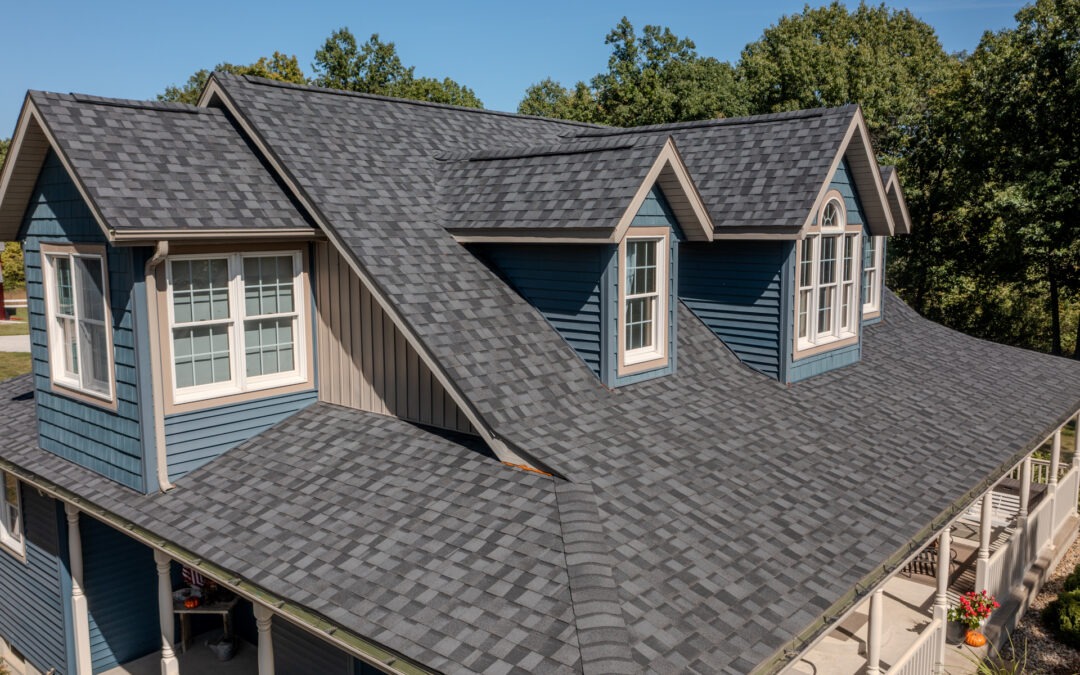 HCI residential shingle — asphalt shingle roof, charcoal shingle, dormer windows