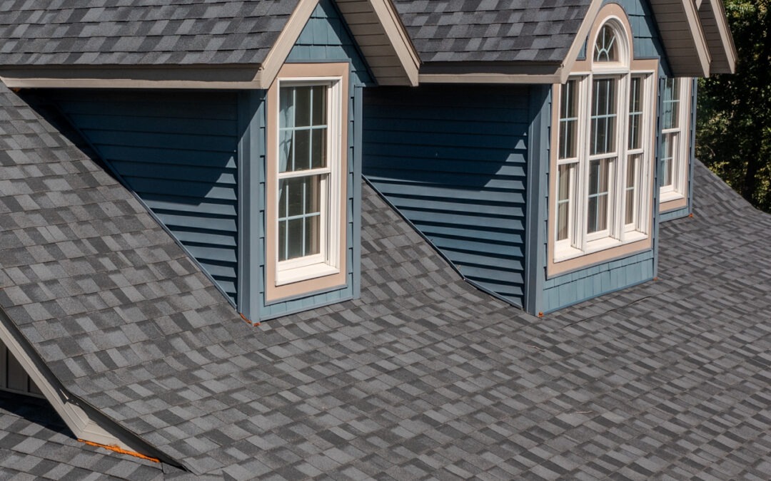 HCI residential shingle — asphalt shingle roof, dormer windows, charcoal shingles